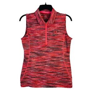 EP Sport Women's Medium Sleeveless 1/4 Zip Golf Shirt Longview CC Logo Orange